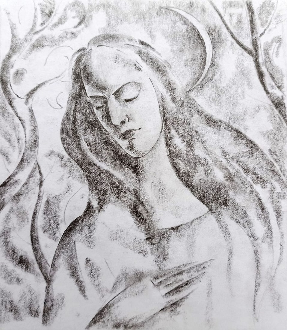 Abstract pencil painting Girl on the background of the moon Peter Tovpev: Title: Abstract pencil painting Girl on the background of the moon Peter Tovpev Description: No.Dobr 353 *** ABOUT THIS PAINTING *** * TITLE: "Girl on the background of the moon" * ARTISTS: Peter Tovp