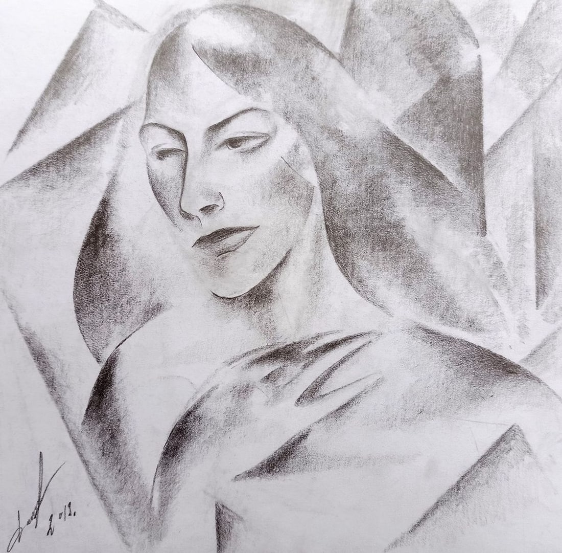 Abstract pencil painting Portrait of a girl Peter Tovpev: Title: Abstract pencil painting Portrait of a girl Peter Tovpev Description: No.Dobr 362 *** ABOUT THIS PAINTING *** * TITLE: "Portrait of a girl" * ARTISTS: Peter Tovpev * SIZE: 21x21 cm/8.26x8.26 in