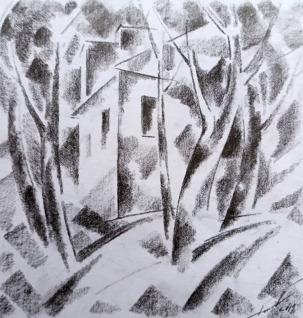 Abstract pencil painting House on the outskirts Peter Tovpev: Title: Abstract pencil painting House on the outskirts Peter Tovpev Description: No.Dobr 370 *** ABOUT THIS PAINTING *** * TITLE: "House on the outskirts" * ARTISTS: Peter Tovpev * SIZE: 21x20 cm/8.26