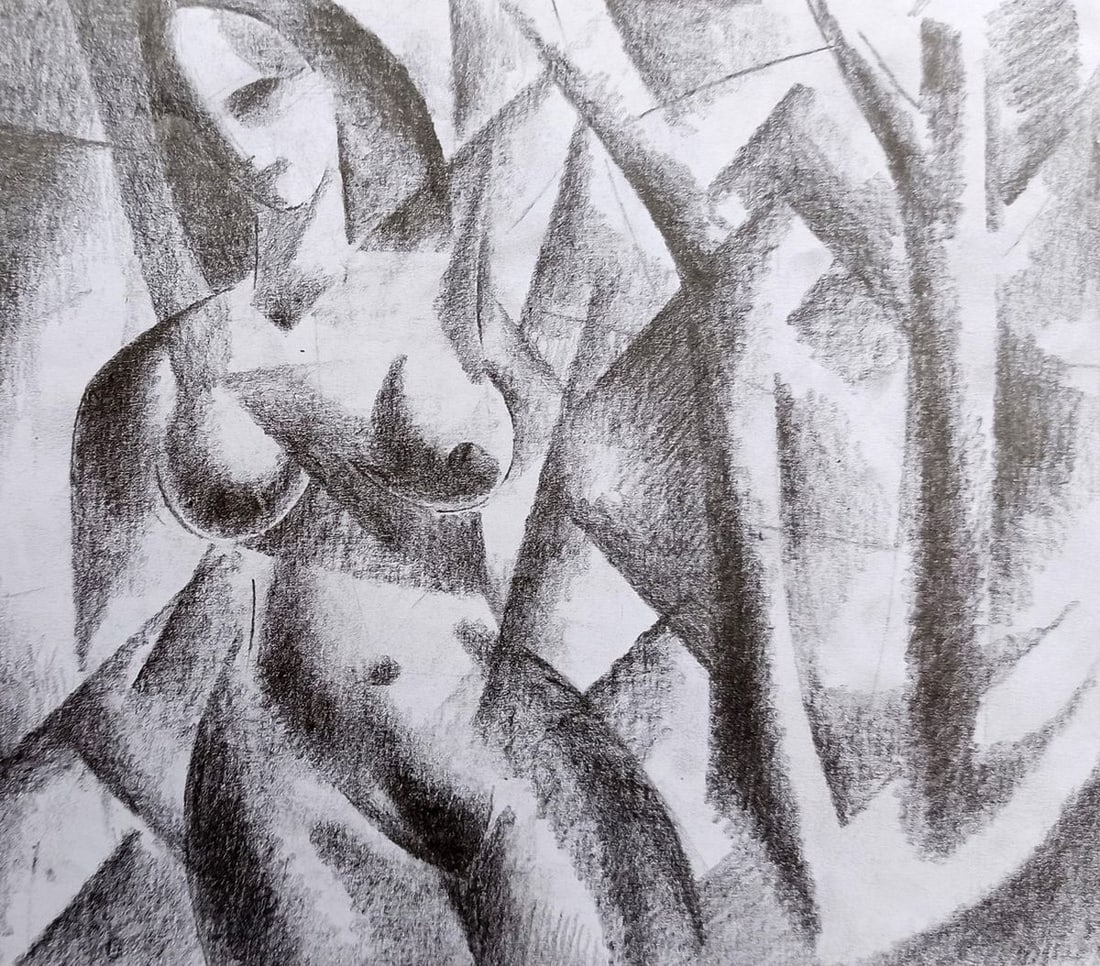 Abstract pencil painting Portrait of a naked girl Peter Tovpev: Title: Abstract pencil painting Portrait of a naked girl Peter Tovpev Description: No.Dobr 374 *** ABOUT THIS PAINTING *** * TITLE: "Portrait of a naked girl" * ARTISTS: Peter Tovpev * SIZE: 16x18 cm/