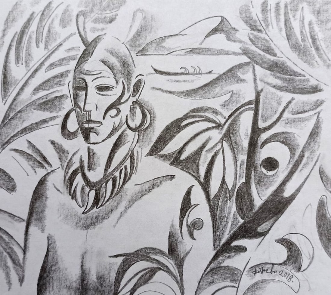 Abstract pencil painting Tropical portrait Peter Tovpev: Title: Abstract pencil painting Tropical portrait Peter Tovpev Description: No.Dobr 378 *** ABOUT THIS PAINTING *** * TITLE: "Tropical portrait" * ARTISTS: Peter Tovpev * SIZE: 16x18 cm/6.29x7.08 inch