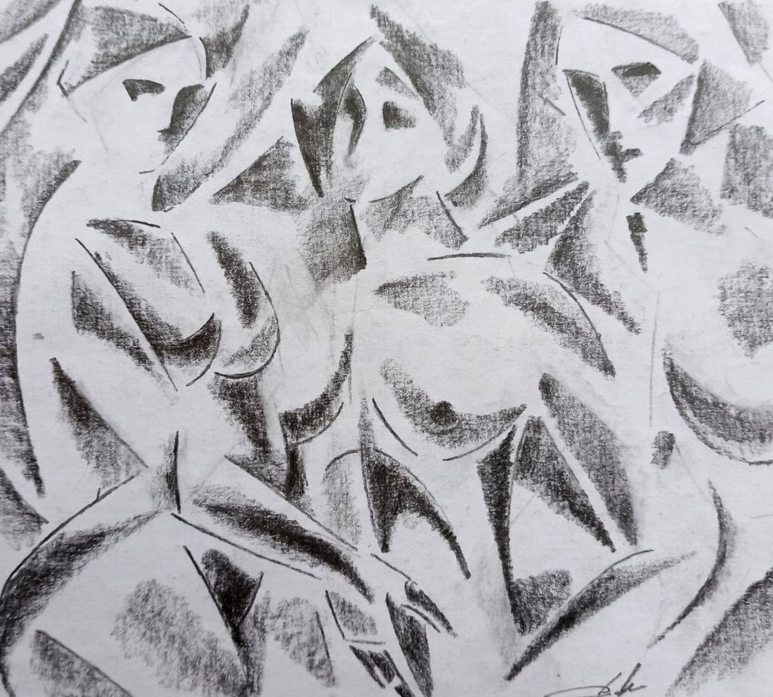 Abstract pencil painting Portrait of girls Peter Tovpev (1 of 4)