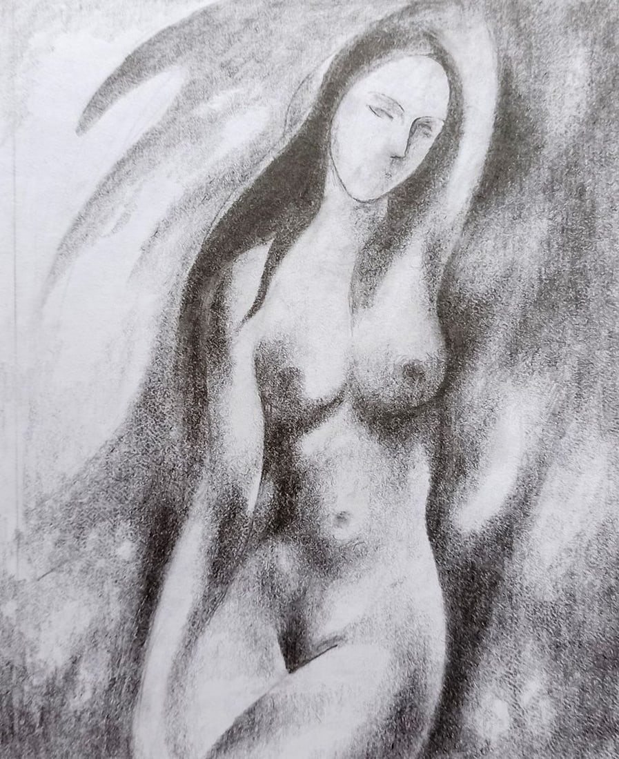 Abstract pencil painting Portrait of a naked girl Peter Tovpev: Title: Abstract pencil painting Portrait of a naked girl Peter Tovpev Description: No.Dobr 390 *** ABOUT THIS PAINTING *** * TITLE: "Portrait of a naked girl" * ARTISTS: Peter Tovpev * SIZE: 18x16