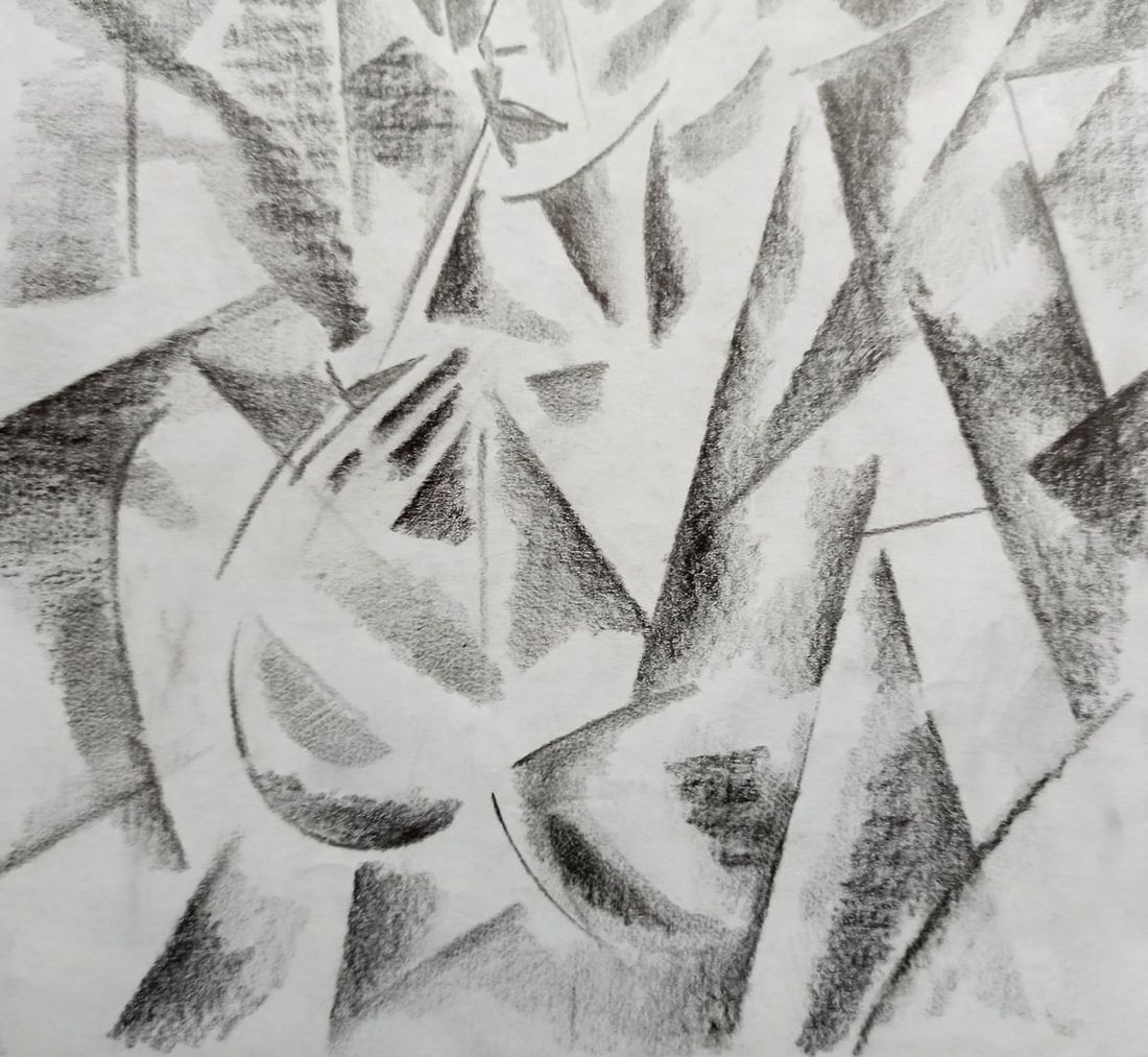 Abstract pencil painting Portrait of a woman Peter Tovpev - 3