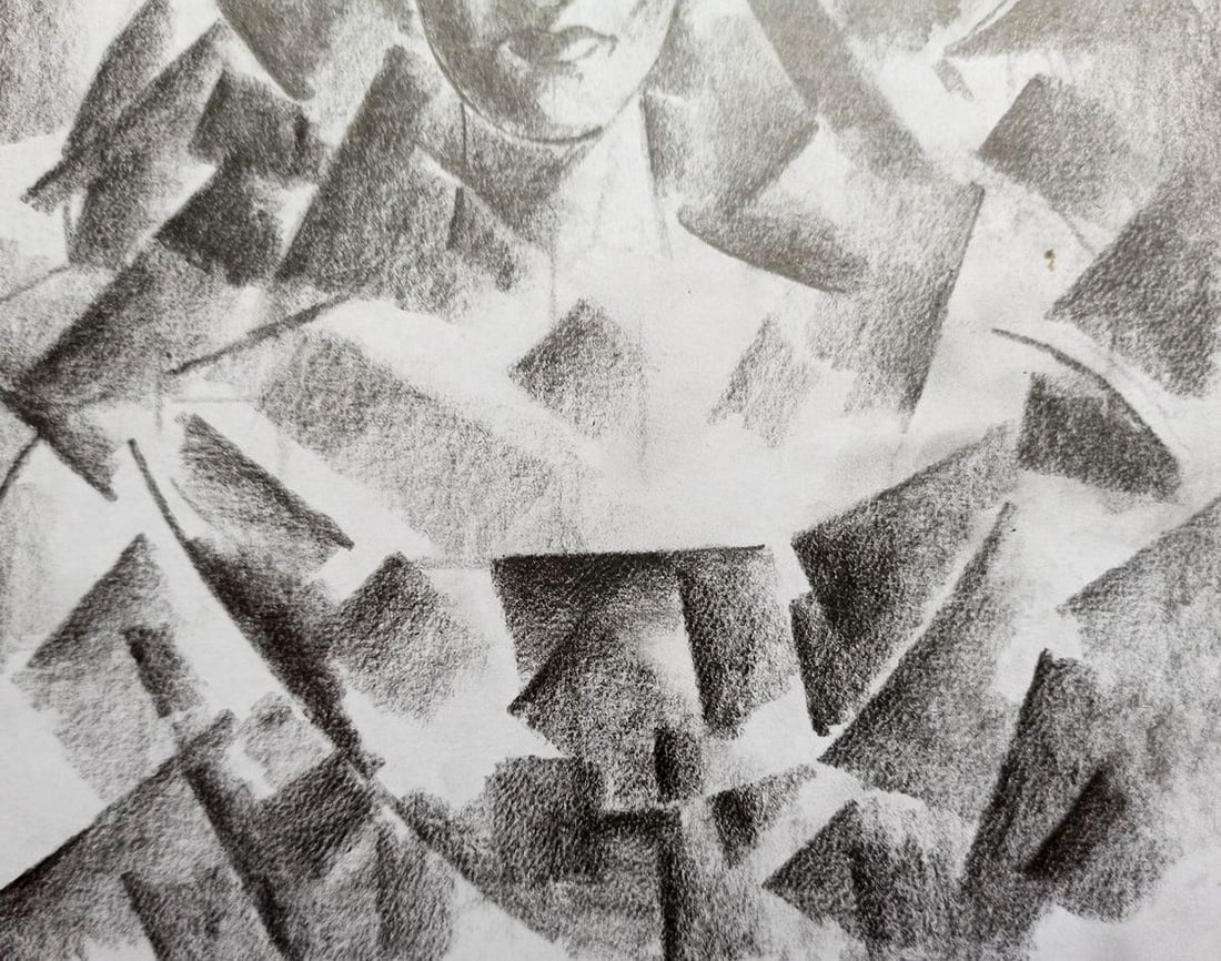 Abstract pencil painting Portrait of a girl Peter Tovpev - 3
