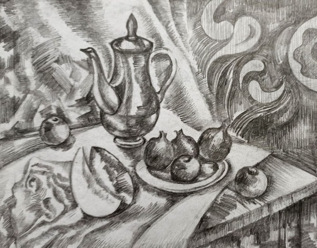 Abstract pencil painting Still life Peter Tovpev: Title: Abstract pencil painting Still life Peter Tovpev Description: No.Dobr 502 *** ABOUT THIS PAINTING *** * TITLE: "Still life" * ARTISTS: Peter Tovpev * SIZE: 15x20 cm/5.90x7.87 inches' * MEDIUM: 