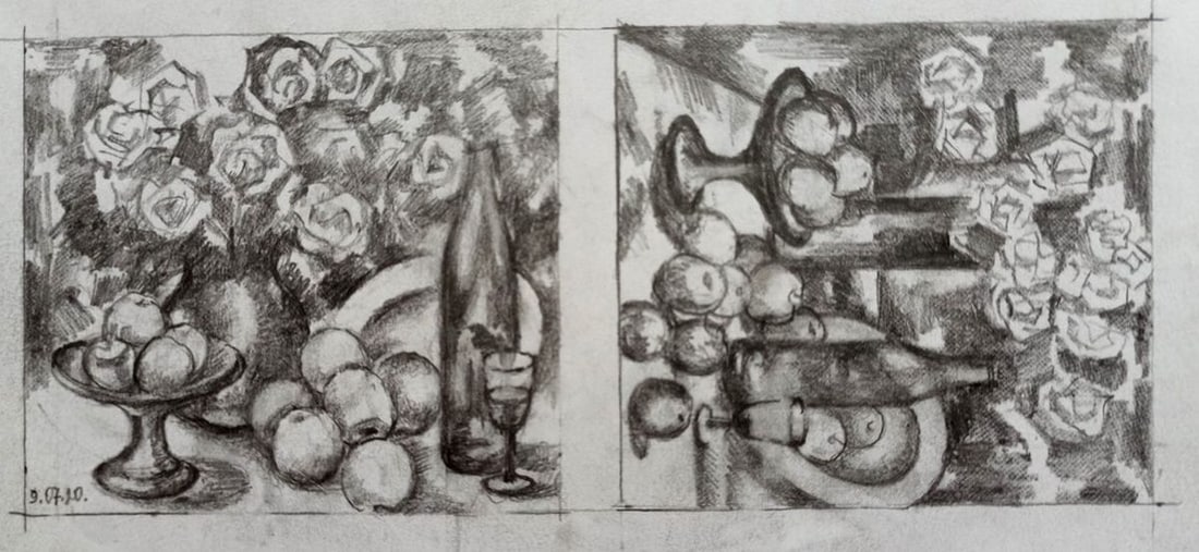 Pencil double painting Still life Peter Tovpev: Title: Pencil double painting Still life Peter Tovpev Description: No.Dobr 518 *** ABOUT THIS PAINTING *** * TITLE: "Still life" - double painting * ARTISTS: Peter Tovpev * SIZE: 8x10 cm/3.14x3.93 inc