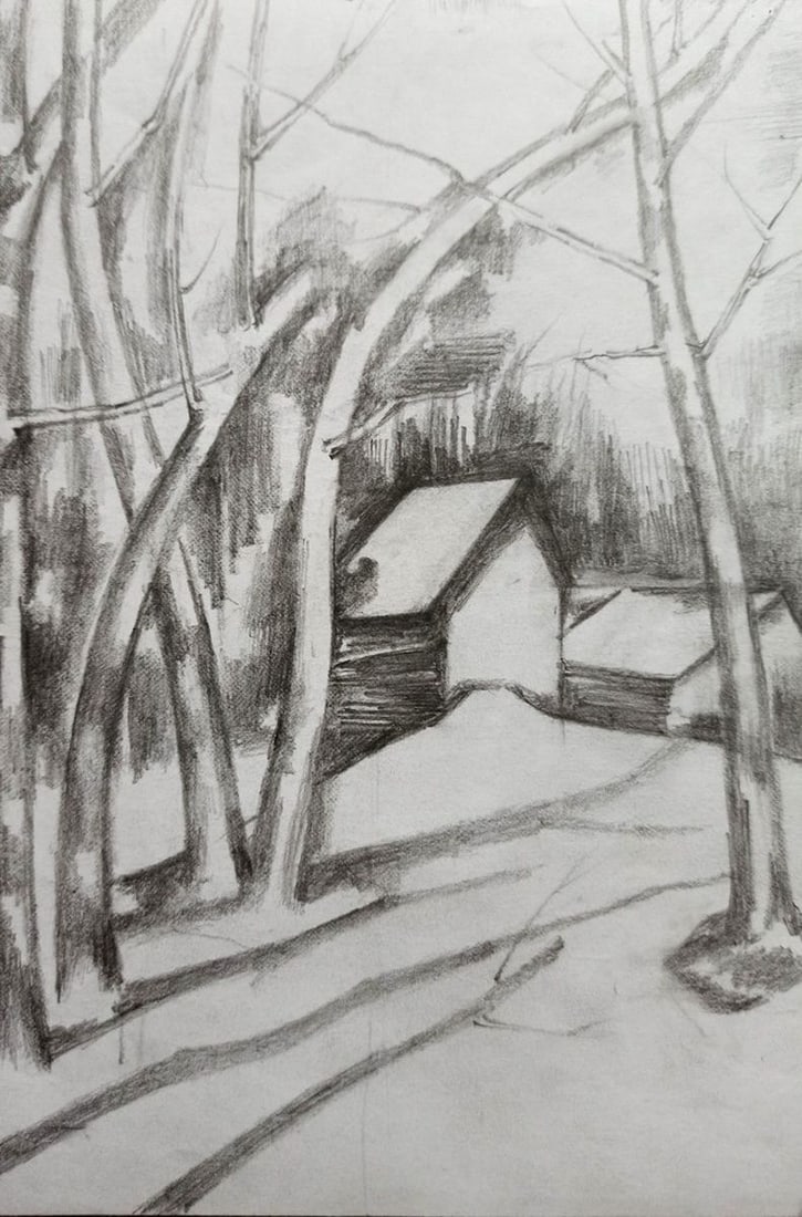 Pencil painting On the outskirts of the city Peter Tovpev: Title: Pencil painting On the outskirts of the city Peter Tovpev Description: No.Dobr 526 *** ABOUT THIS PAINTING *** * TITLE: "On the outskirts of the city" * ARTISTS: Peter Tovpev * SIZE: 21x15 cm/8