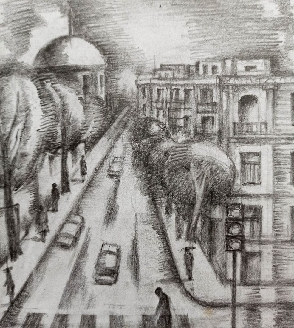 Pencil painting Urban landscape Peter Tovpev - 3