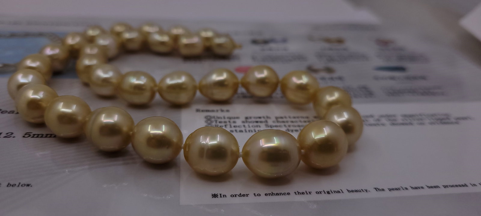 Necklace PSL Certified Deep Golden South Sea Pearls - 10.0x12.5mm - 11