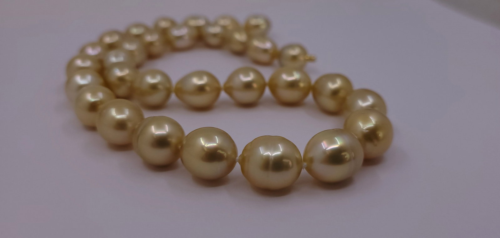 Necklace PSL Certified Deep Golden South Sea Pearls - 10.0x12.5mm - 13