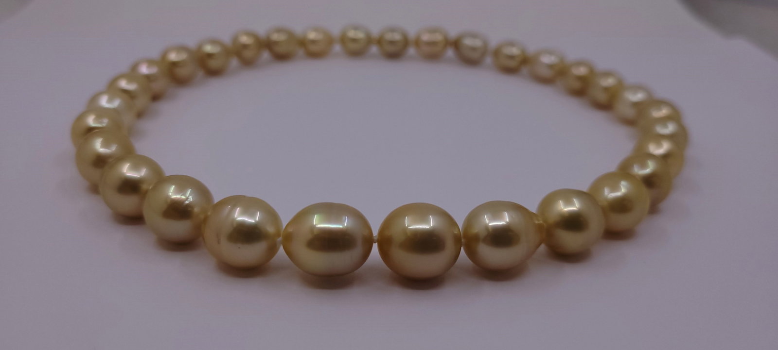 Necklace PSL Certified Deep Golden South Sea Pearls - 10.0x12.5mm - 15