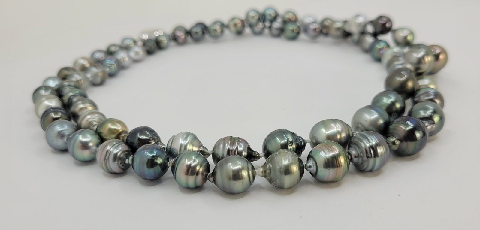 Double 2 row Bright 8.3x11.5mm Multi Tahitian pearls - 6
