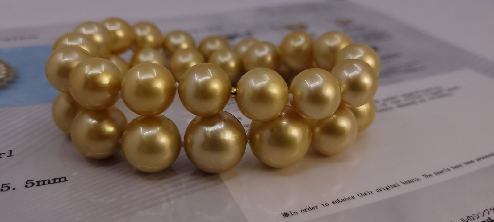 Necklace PSL Certified Australian Deep Golden South Sea Pearls - Huge Size - 12.0x15.5mm - 13
