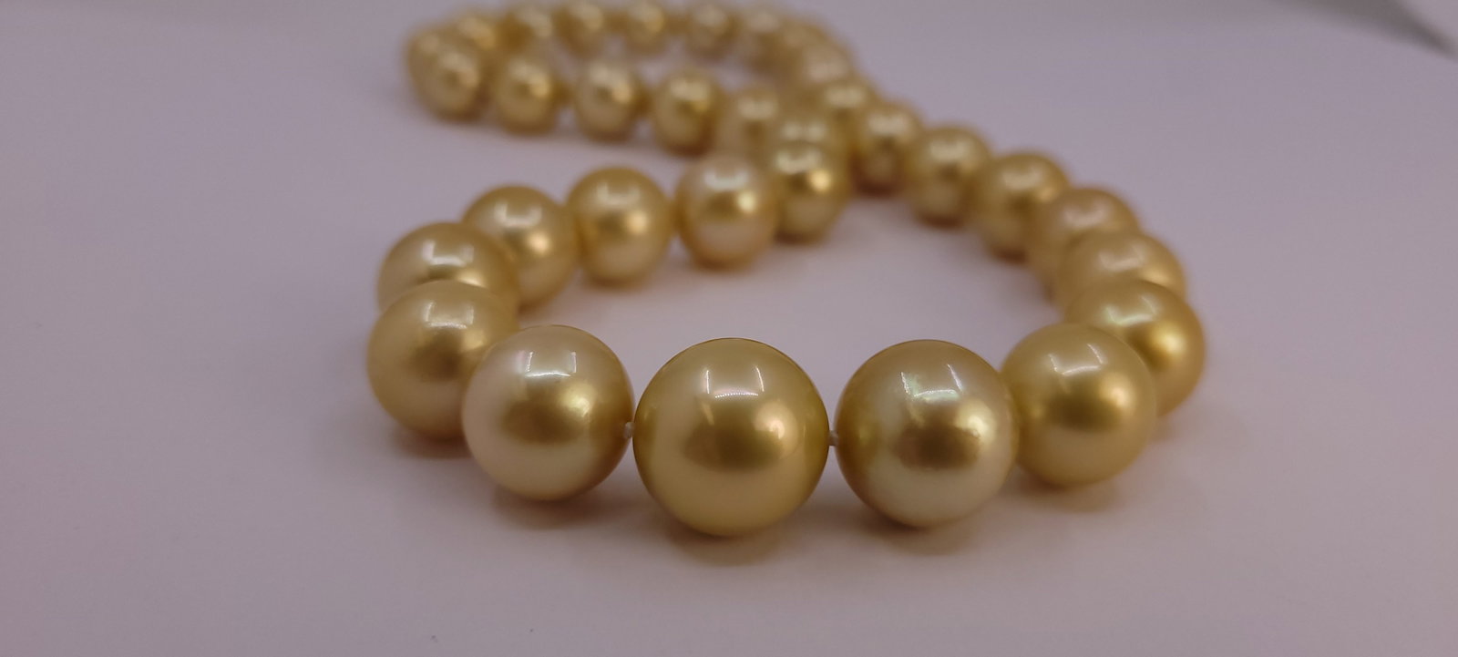 Necklace PSL Certified Australian Deep Golden South Sea Pearls - Huge Size - 12.0x15.5mm - 19