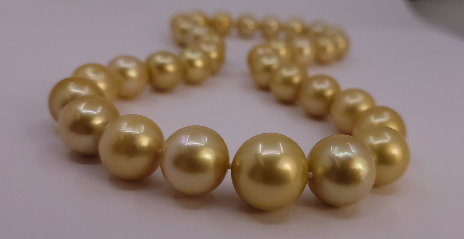 Necklace PSL Certified Australian Deep Golden South Sea Pearls - Huge Size - 12.0x15.5mm - 20