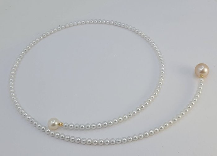 Necklace - 18 kt. Yellow gold, 11.5mm Golden South Sea Pearl - 4x8.5mm Freshwater Pearls - 8