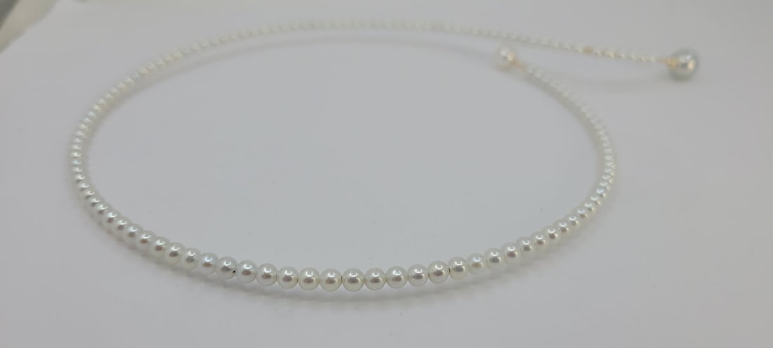 Necklace - 18 krt Yellow gold 7x9 mm Akoya pearls - 3,5 mm freshwater pearls - 10