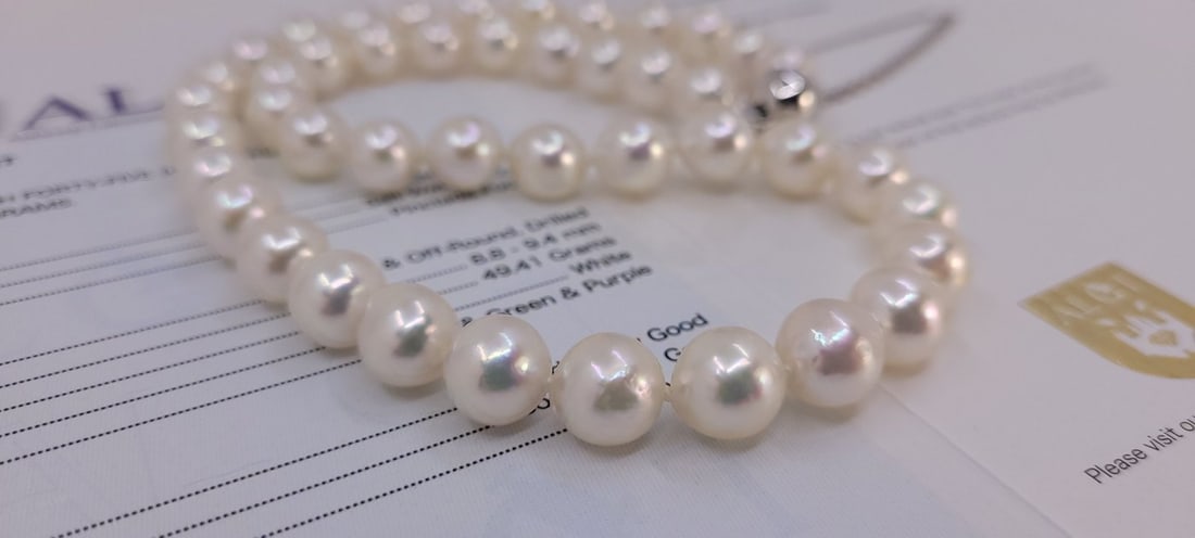 ALGT Certified Akoya Pearls - 8.9x9.4mm - 13