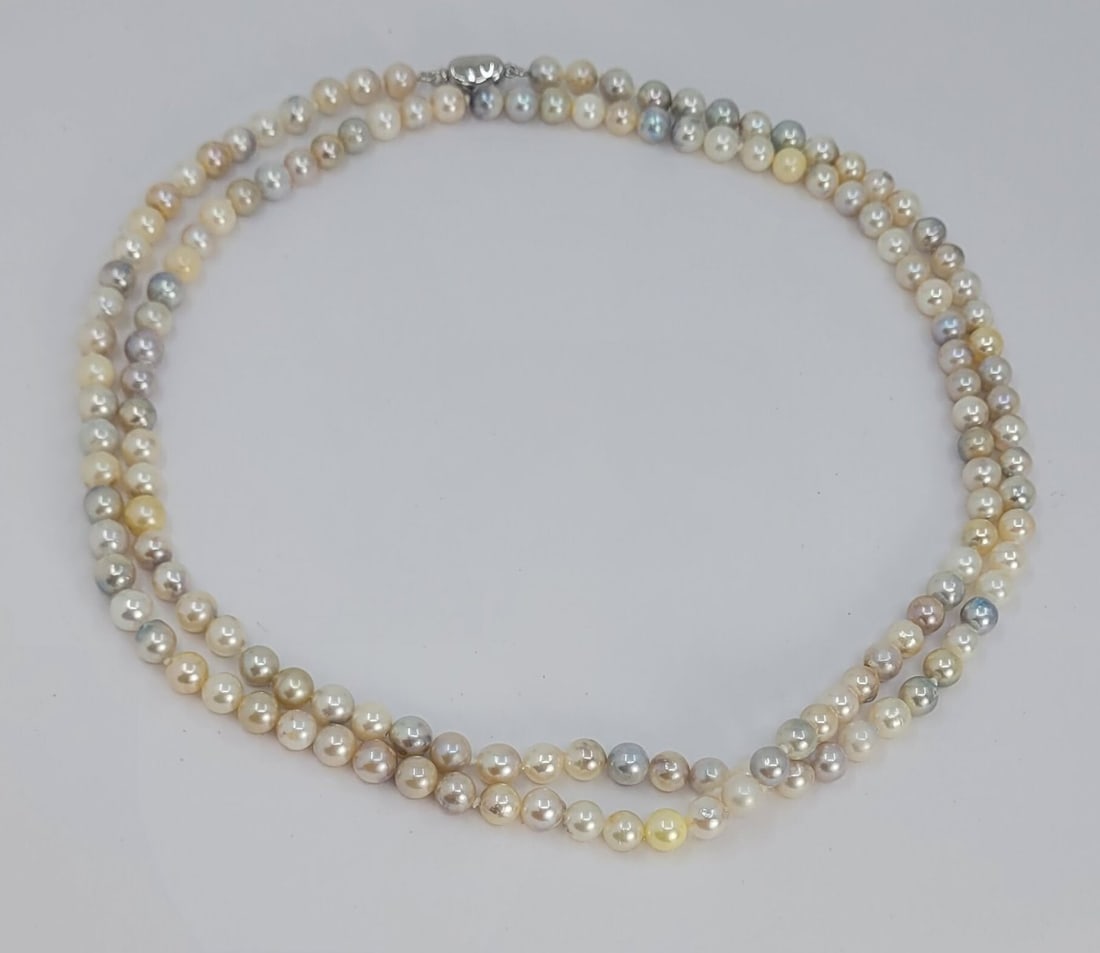 Necklace 5.5x6mm Multi Akoya And Golden Pearls - 9