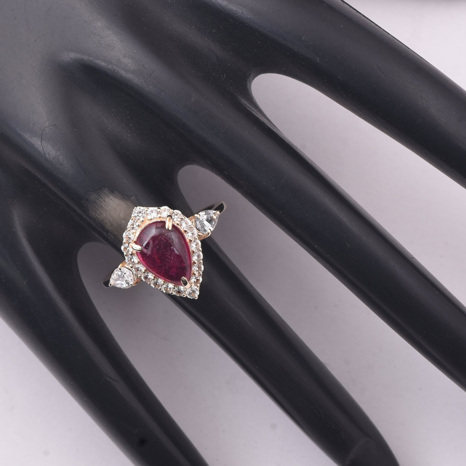 3.05 Ct Pear Tourmaline 9K Gold Ring - 2