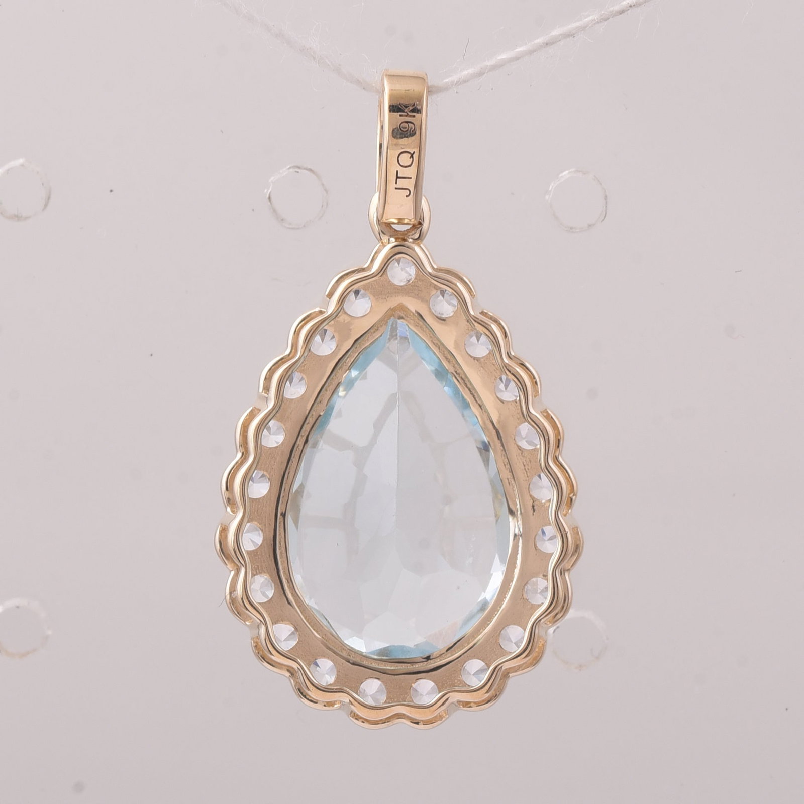 4.95 Ct Pear Aquamarine 9K Gold Pendant - 2