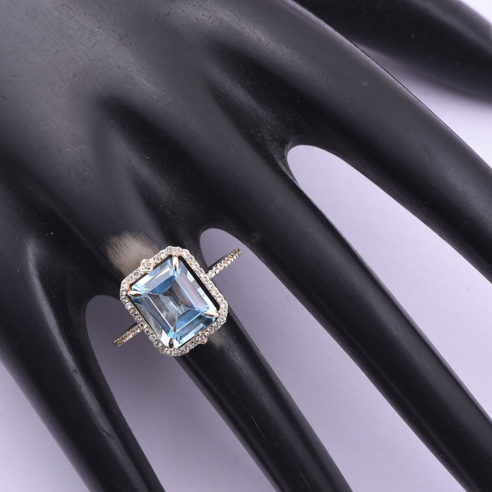 4.17 Ct Octagon Blue Topaz 9K Gold Ring - 2