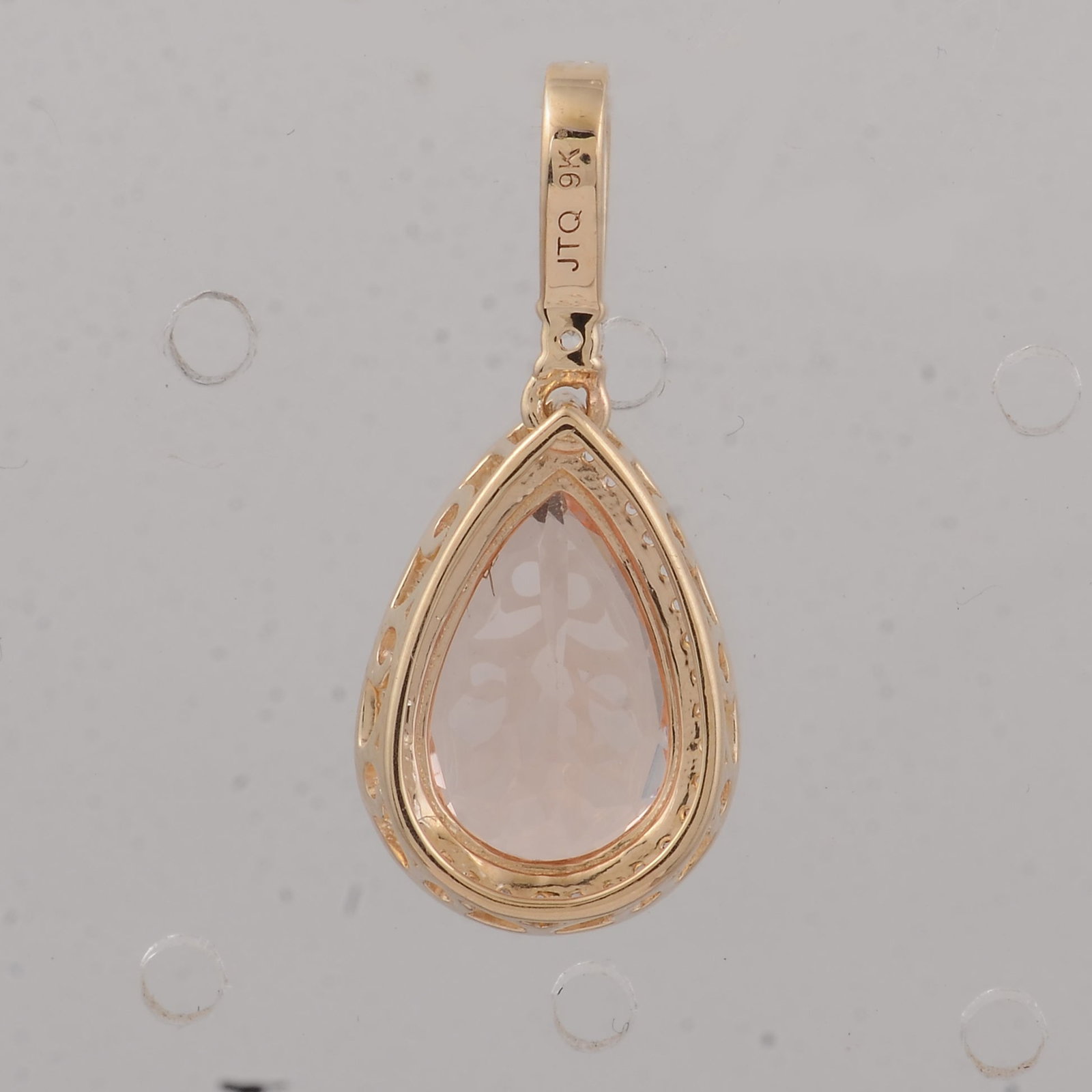 2.81 Ct Pear Morganite 9K Gold Pendant - 4