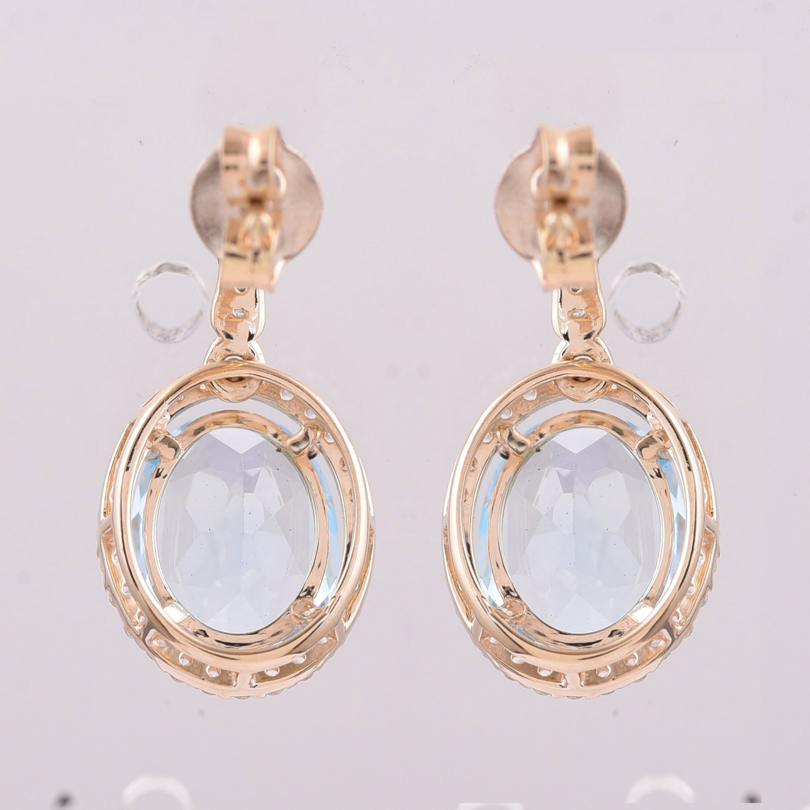4.75 Ct Oval Blue Topaz 9K Gold Earrings - 3