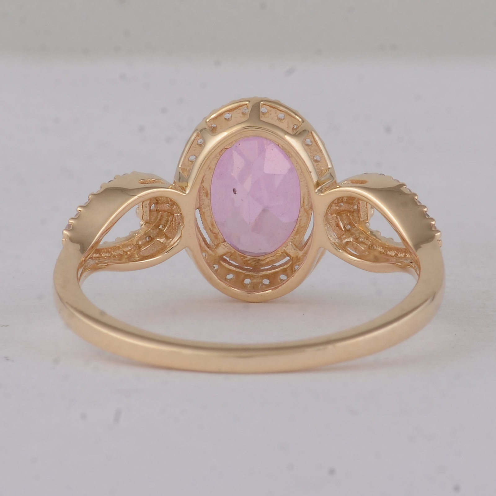 1.65 Ct Oval Pink Topaz 9K Gold Ring - 4