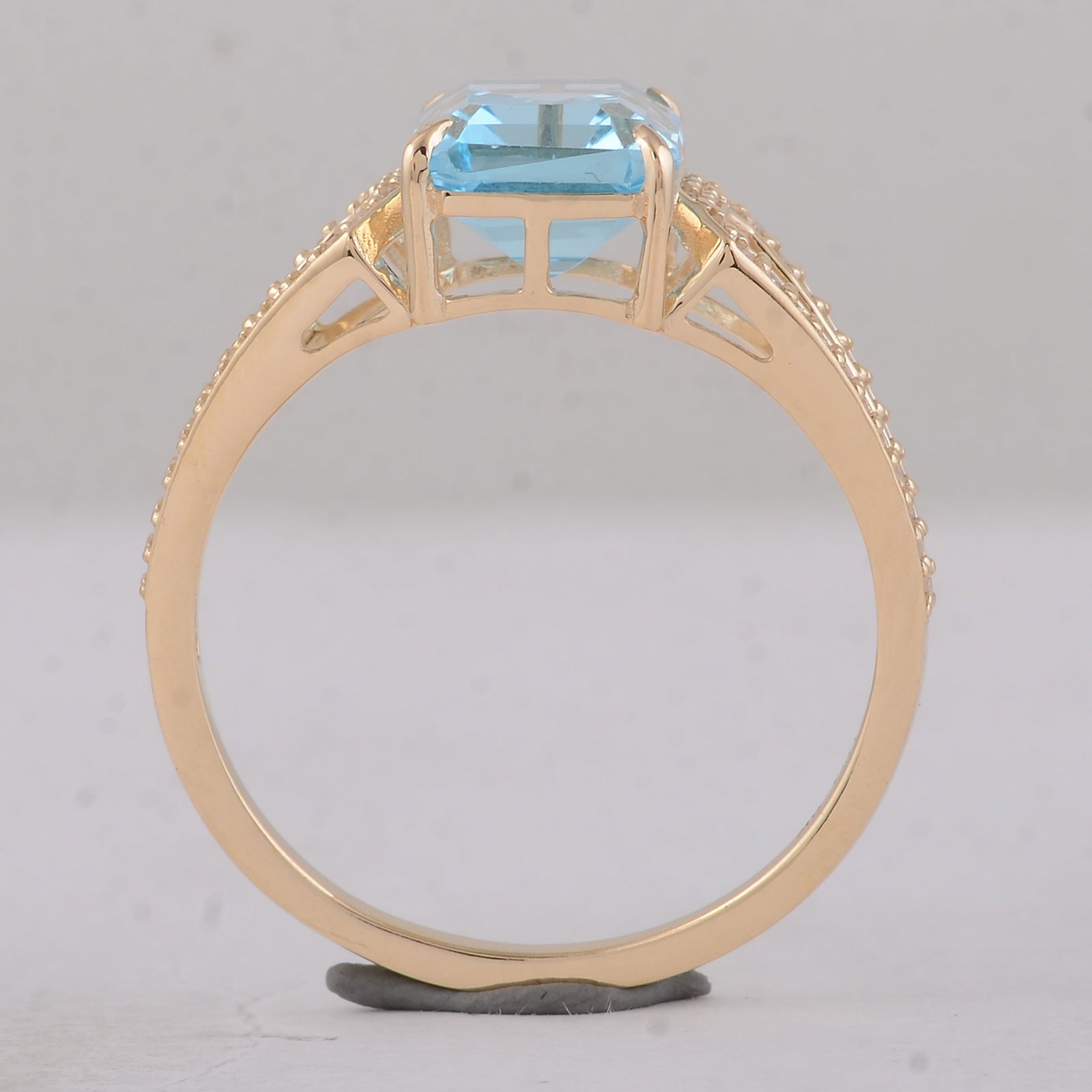 3.04 Ct Octagon Blue Topaz 9K Gold Ring - 3