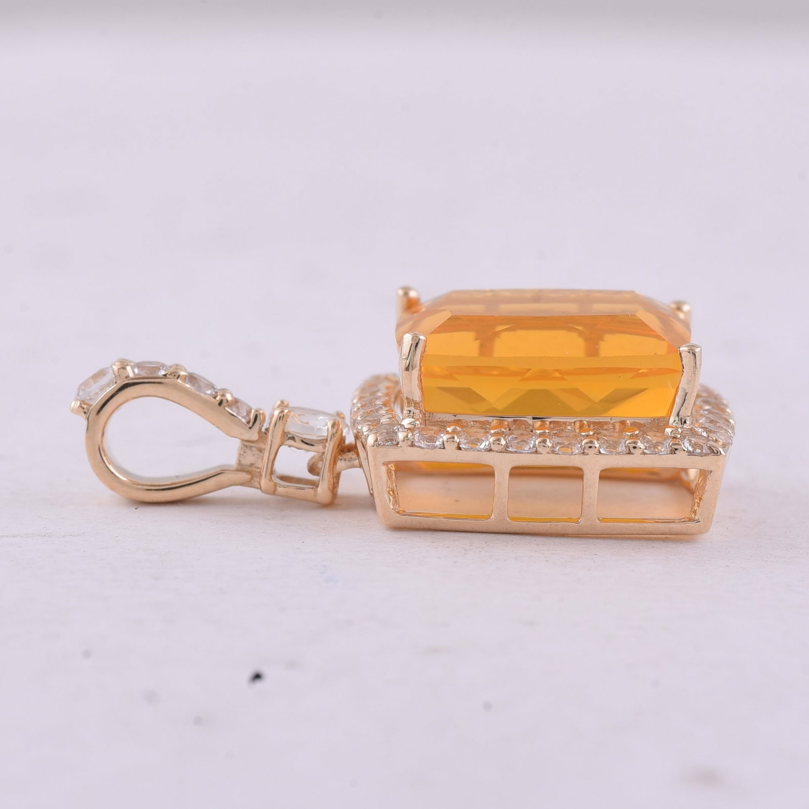 3.43 Ct Cushion Fire Opal 9K Gold Pendant - 4