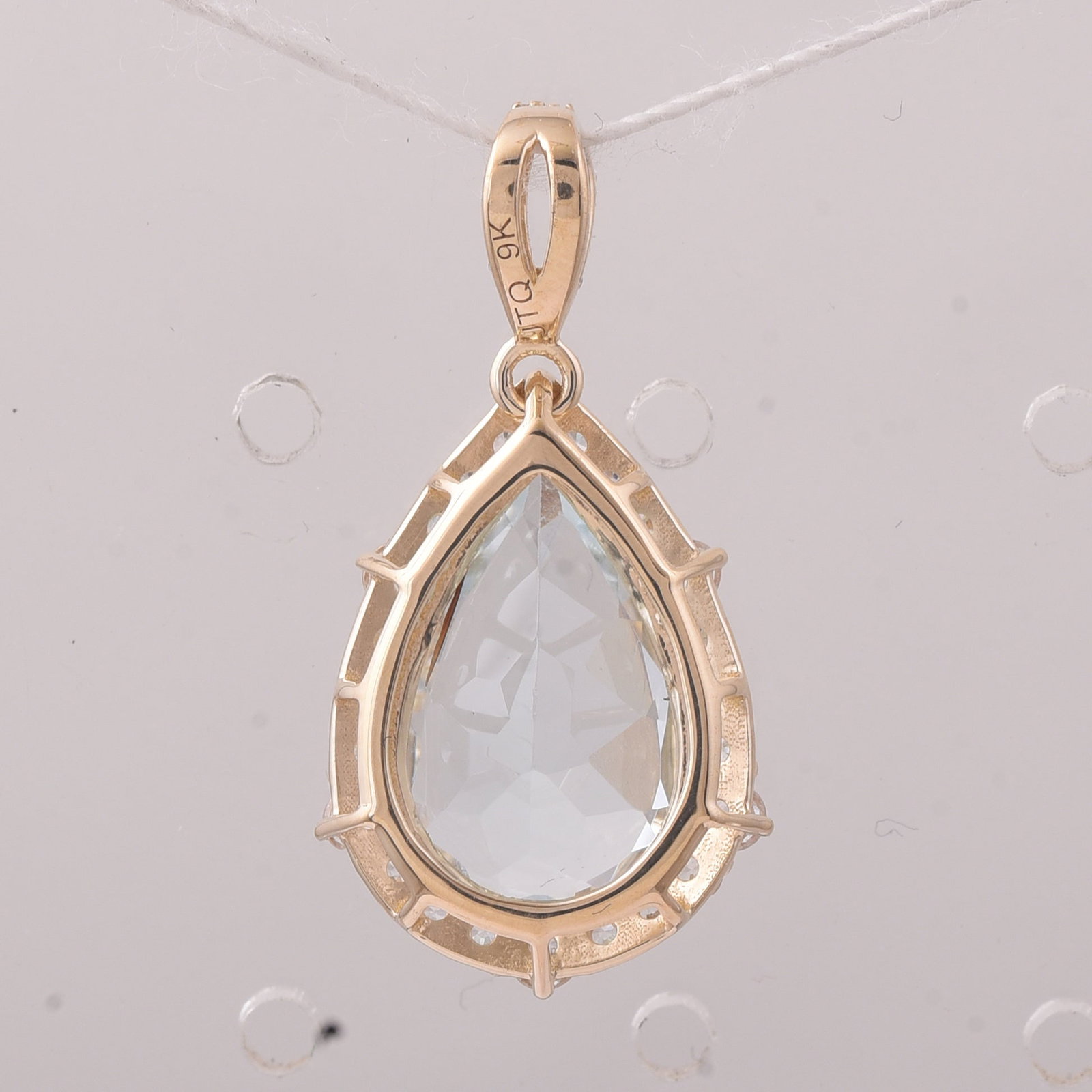 4.38 Ct Pear Aquamarine 9K Gold Pendant - 2