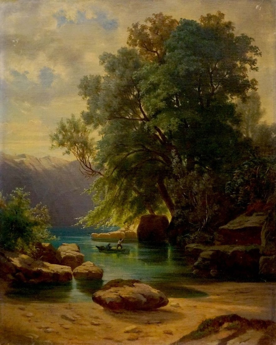 Oil painting Landscape: Title: Oil painting Landscape Description: NoVerne 149 *** ABOUT THIS PAINTING *** * TITLE: "Landscape" * ARTISTS: Unknown artist * SIZE: 62x49 cm/'24.40x19.29 inches' * MEDIUM: oil, canvas * HAND PAI