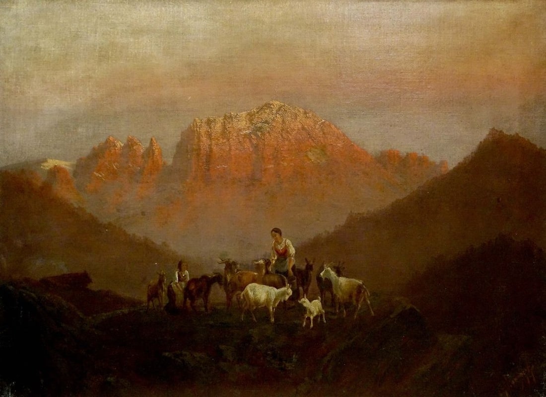 Oil painting Walking goats (1 of 8)