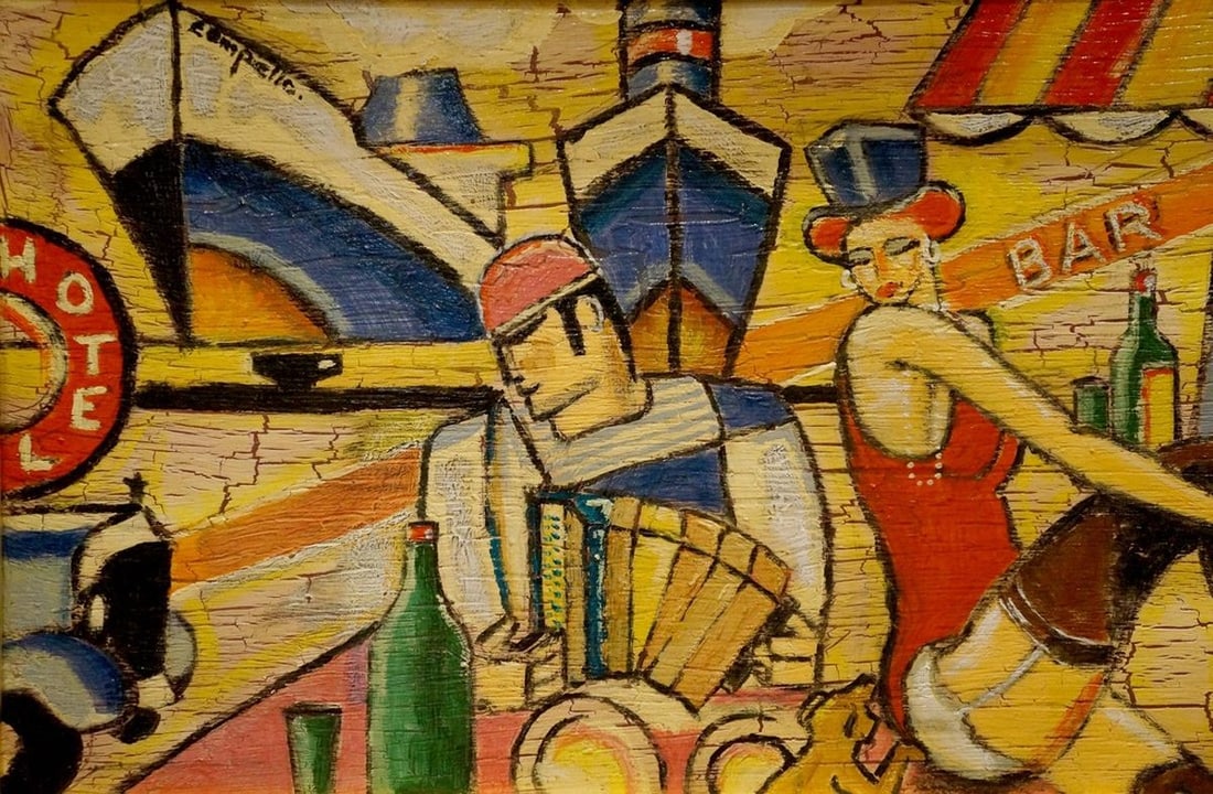 Abstract painting People at the bar - 2