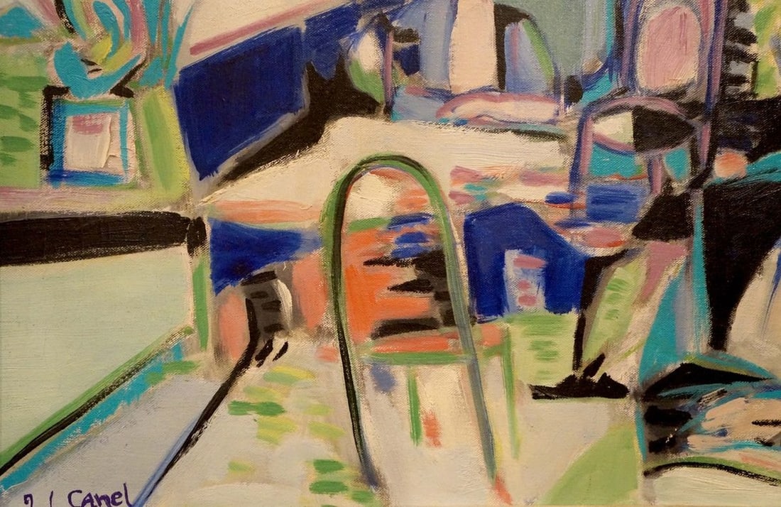Abstract oil painting Family at the table Canel L. - 2