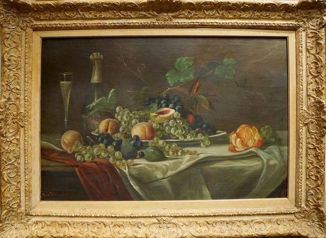 Oil painting Fruit on the table Schlieden M. (1 of 10)