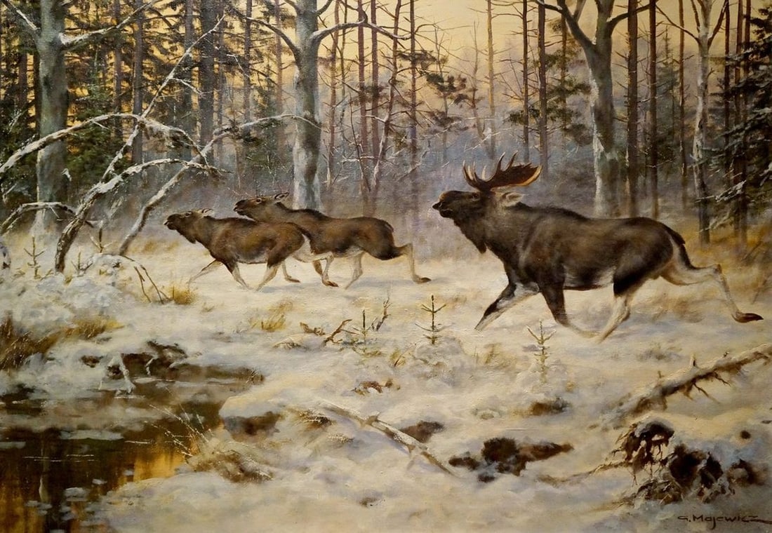 Oil painting Elks in the forest (1 of 8)