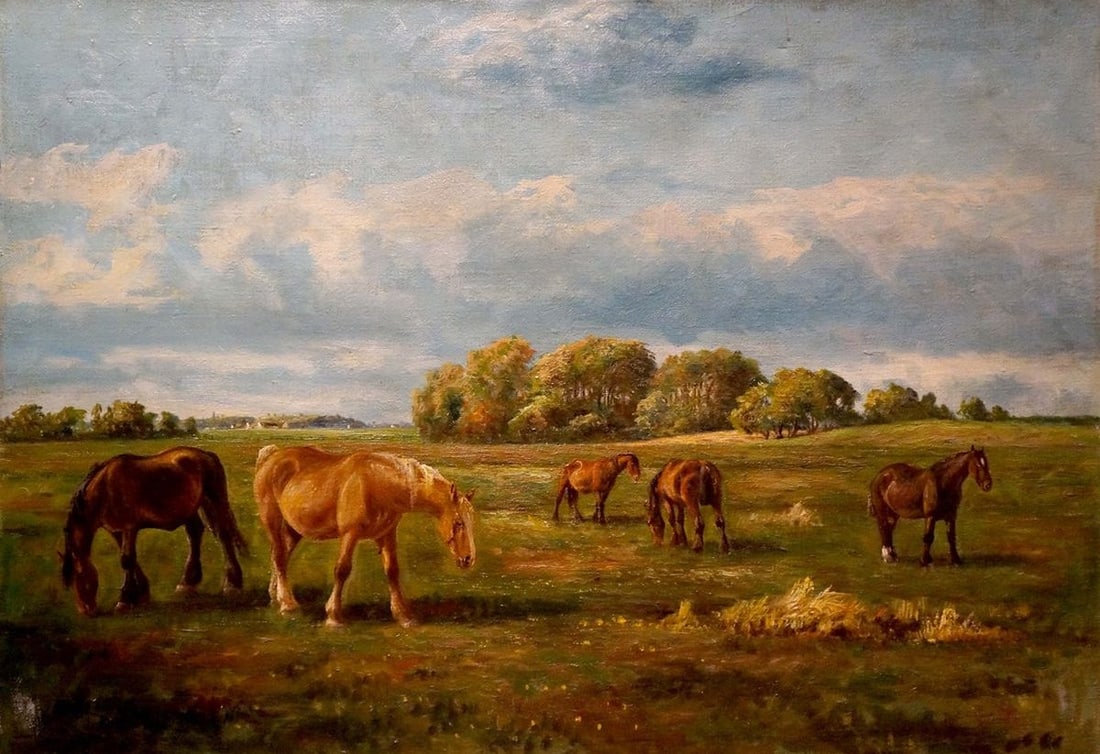 Oil painting Horses graze (1 of 8)