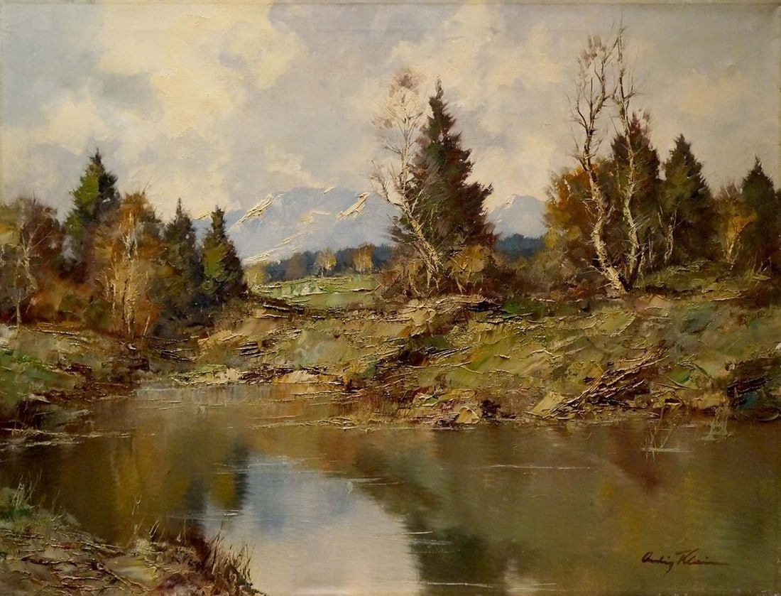 Oil painting Lake: Title: Oil painting Lake Description: NoVerne 255 *** ABOUT THIS PAINTING *** * TITLE: "Lake" * ARTISTS: Unknown artist * SIZE: 60x80 cm/'23.62x31.49 inches' * MEDIUM: oil, canvas * HAND PAINTED: