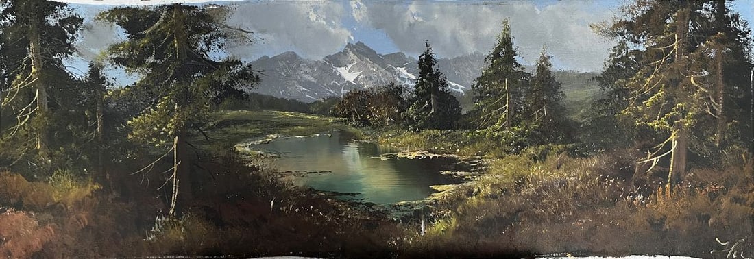 Oil painting Lake in the forest European artist (1 of 8)