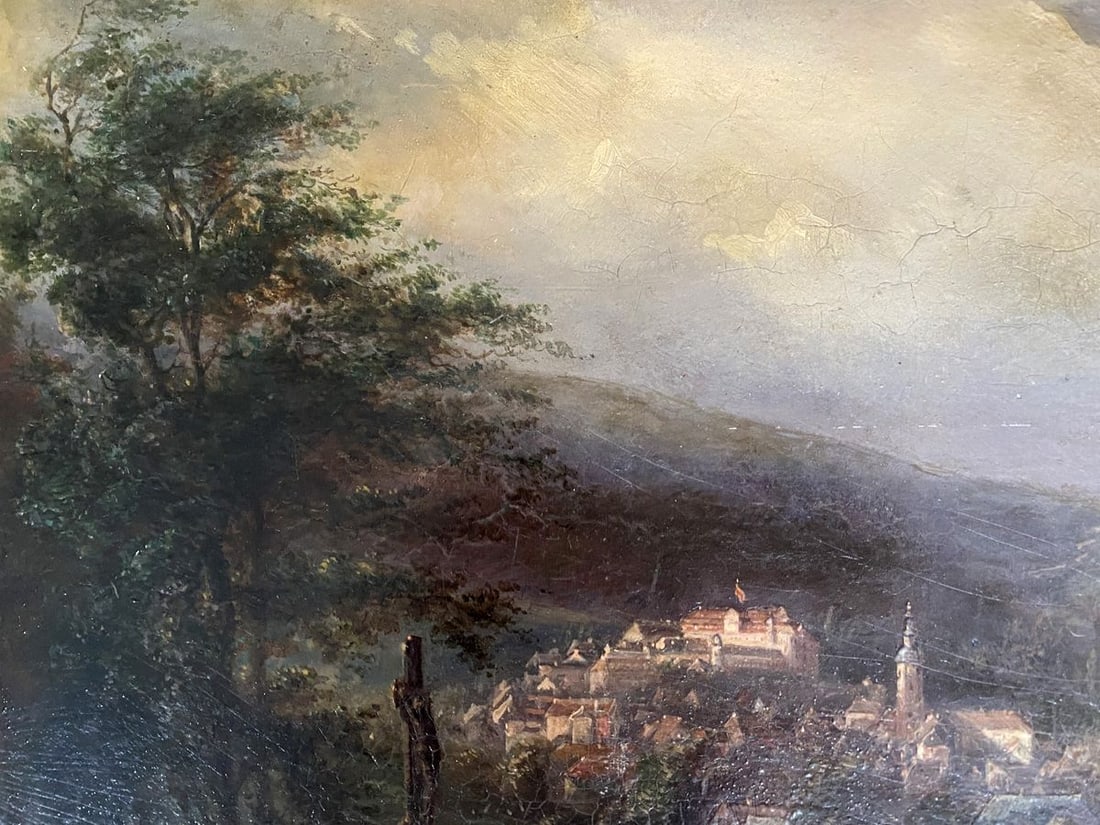 Oil painting City among the mountains European artist - 2