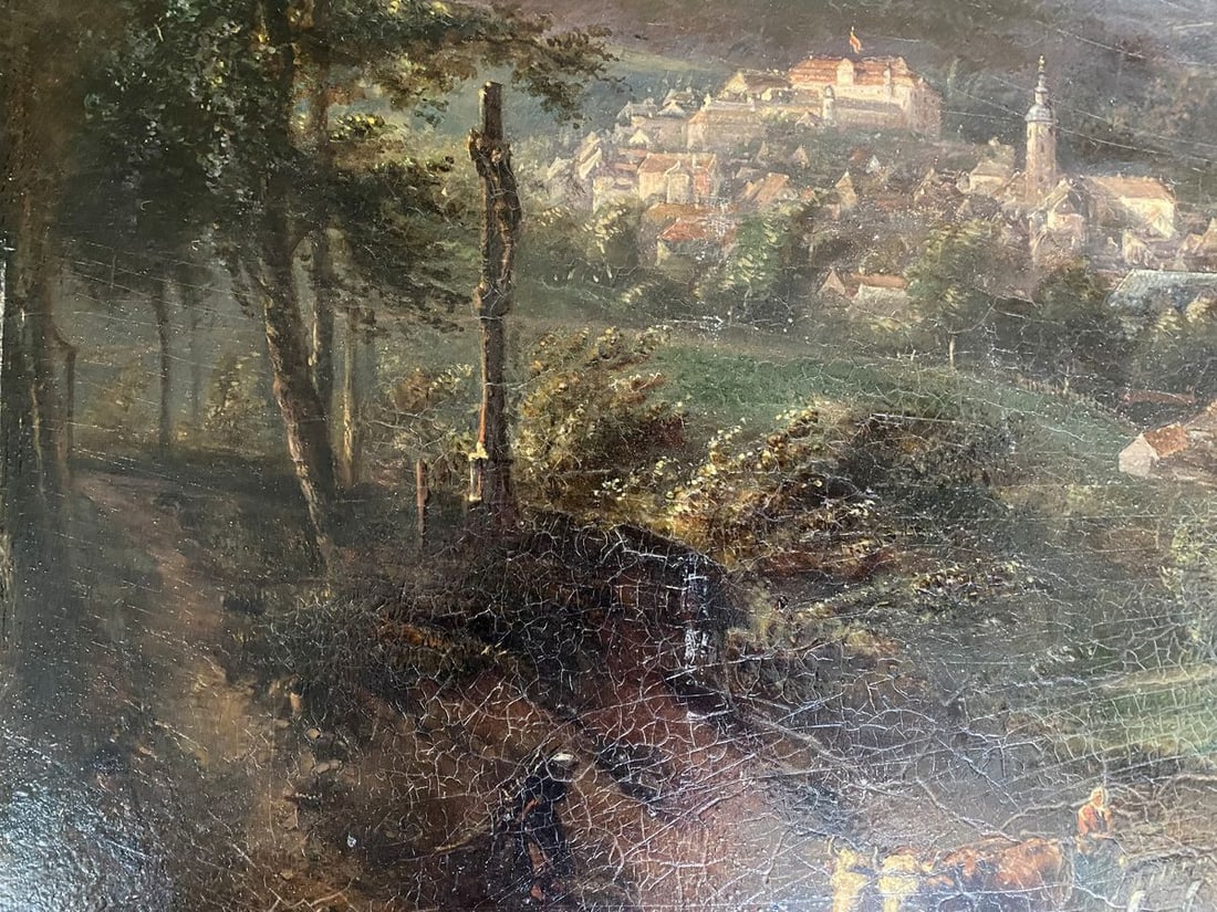 Oil painting City among the mountains European artist - 4
