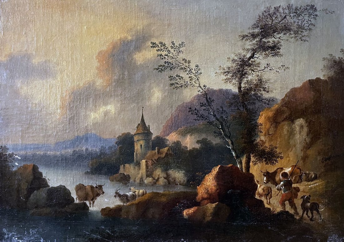 Oil painting Shepherd on the beach European artist (1 of 8)