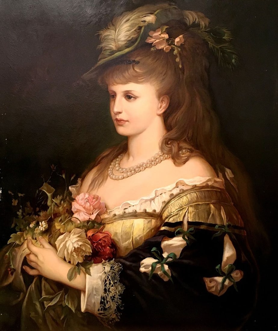 Oil painting Portrait of a Victorian Girl: Title: Oil painting Portrait of a Victorian Girl Description: NoVerne 11 *** ABOUT THIS PAINTING *** * TITLE: "Portrait of a Victorian Girl" * ARTISTS: Western European artist of the second half of th