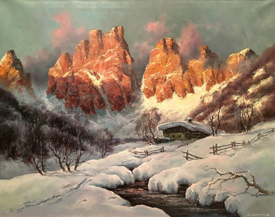 Oil painting Winter landscape Heinrich Hartung (1 of 10)