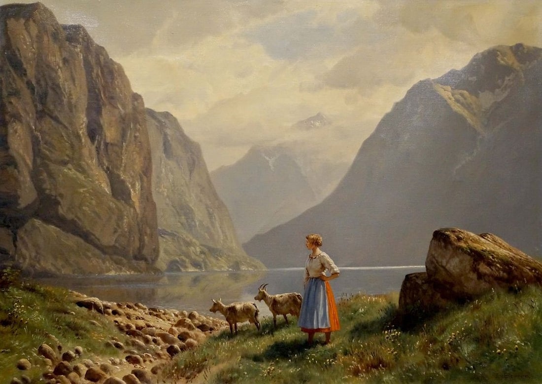 Oil painting Walk along the coast Louis Bohm (1 of 8)