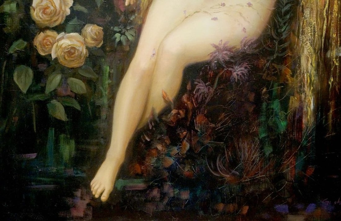 Oil painting Portrait of a naked girl Gustave Moneux - 2