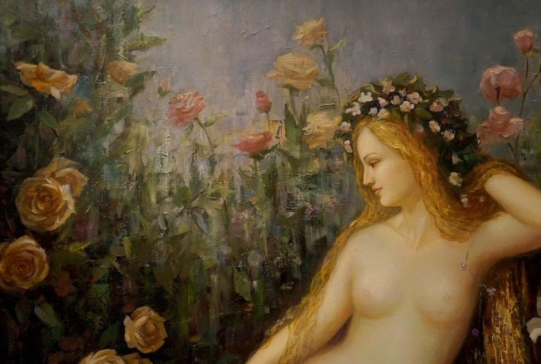 Oil painting Portrait of a naked girl Gustave Moneux - 3